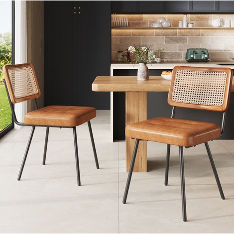 Set di 2 sedie da pranzo in PU e rattan PE, marrone, 61 x 46 x 79 cm HAVRYA (1/5)