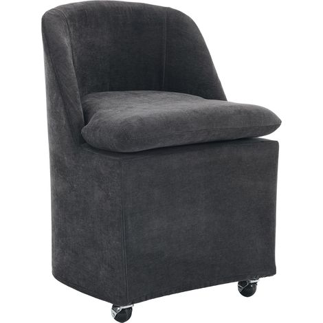 Silla de comedor con ruedas 2 unidades chenilla gris sin brazos (1/5)