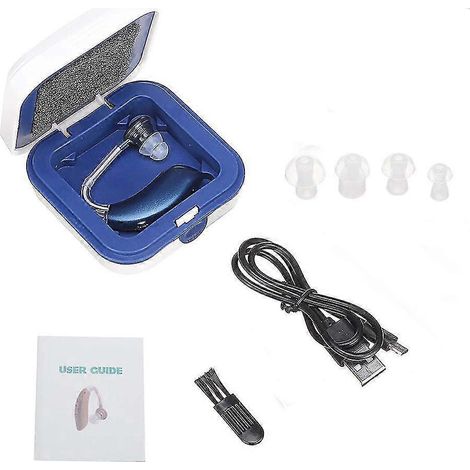 Verstellbares Bluetooth-Hörgerät mit Audiophone-Verstärker für gehörlose ältere Männer – ideal zum Musikhören, Telefonieren, Fernsehen und Chatten – blaues Hörgerät (1/5)
