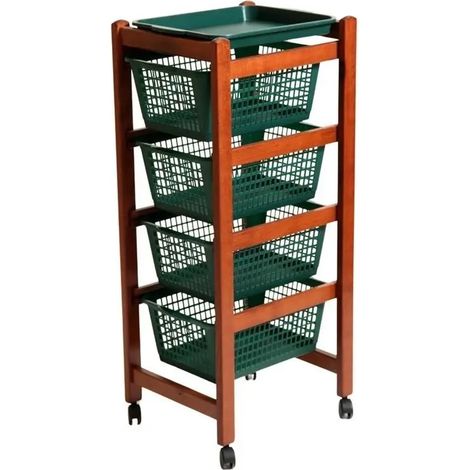 Carrito organizador Jolly ciliegio con 4 cestas extraíbles 37 x 30 x 85
