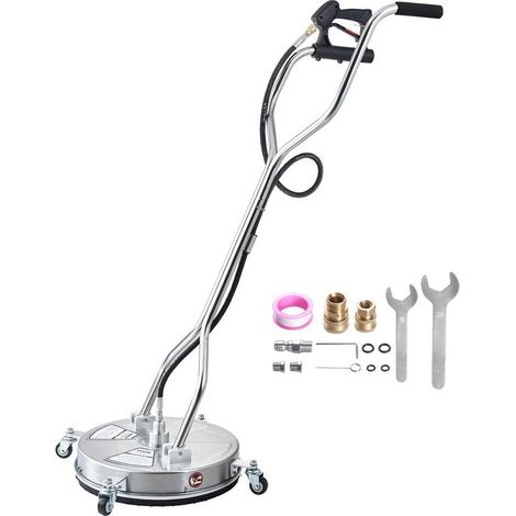 Nettoyeur de surface pour nettoyeur haute pression 465 mm, accessoire nettoyeur sol en acier inox sur roues, 275 bar max. connecteur 0,95 cm 2 buses pulvérisation double poignée pour béton patio (1/5)