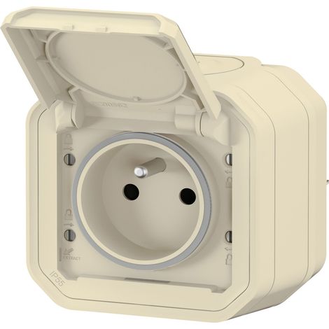 Legrand - Prise de courant avec volet Plexo complet saillie - sable