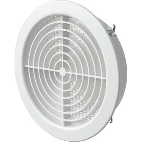 1 Grille ronde encastrable avec moustiquaire diamètre 160 blanc passage air 135cm2 pour ventilation mur (1/5)