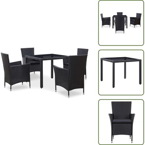 Rattan - vidaXL Set da Pranzo da Giardino 5 pz in Polyrattan Nero - Poliester