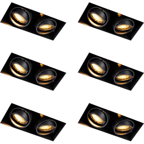Set mit 6 Einbauspots schwarz verstellbar randlos 2-Lichter - Oneon Honey