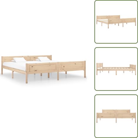 Massivholzbett Kiefer 200x200 cm - Holzbettrahmen - Kiefernholzbett - Doppelbett - Boxspringbett - Bettkasten (1/5)