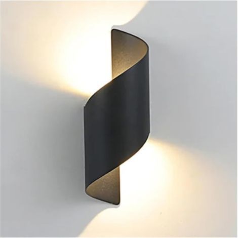 Applique murale spirale LED étanche, noir, intérieur extérieur déco (1/5)