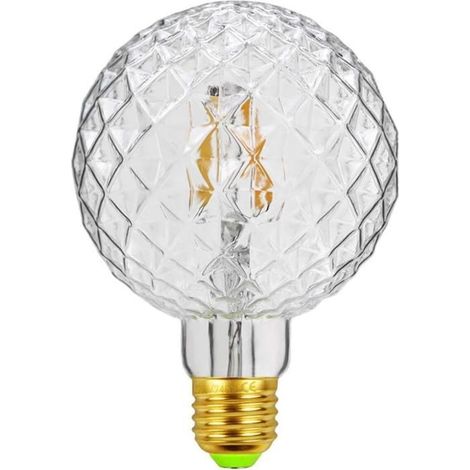 Ampoule à filament blanc vintage 4W, ampoule incandescente Edison cristal G95 220/240V E27 transparente) (1/5)
