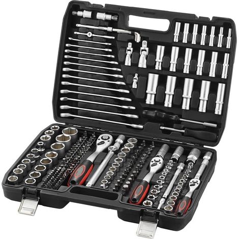 TrAdE Shop Traesio - Set Da 216 Pz Chiavi A Cricchetto Bussole Attrezzi Per Meccanica Con Valigetta Trasporto - (1/5)