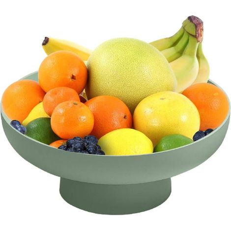 Panier, plateau à fruits, décoration intérieure, plateau de rangement pour fruits, porte-collations, présentoir à gâteaux, plateau rond, vert - (1/5)