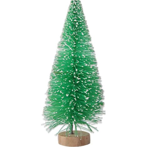 Mini sisal bouteille brosse sapin de Noël, avec socle en bois, pour loisirs créatifs décoration de table,Vert gazon,8.5cm (1/5)