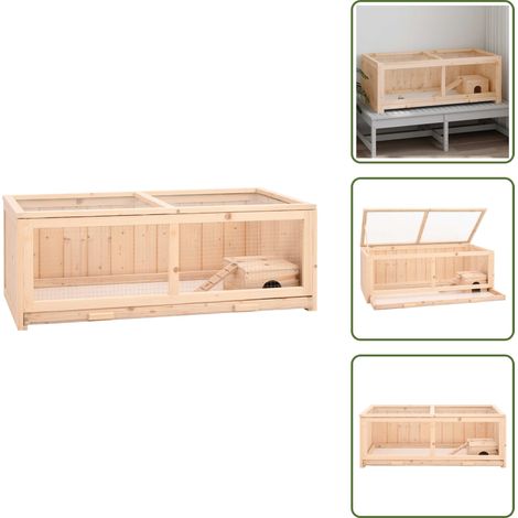 The Living Store Cage à hamster 104x52x38 cm bois massif de sapin - Cage À Hamster - Maison Pour Hamster - Abri Pour Petit Animal - Accessoire Pour Hamster - Cage Pour Gerbille (1/5)