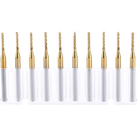 10pcs 1.5mm Cutting Edge End Mill CNC PCB Engraving Bit Tungsten Coating 1/8" Shank (1/5)