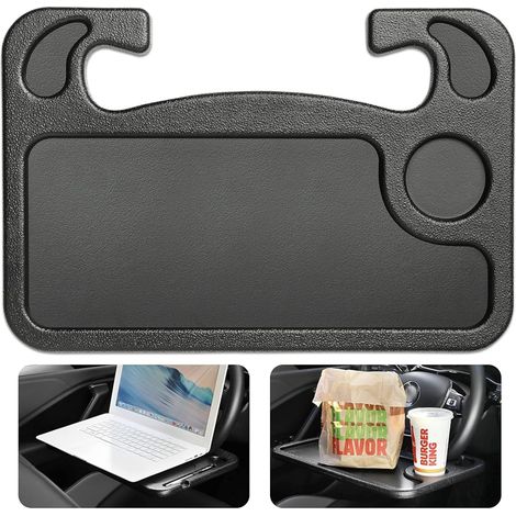 Support Volant - Plateau Voiture Multifonction Recto-Verso - Pour Ordinateur Portable Repas Lecture Travail - Compatible Volants 37-39 cm - 1 Pièce (1/5)