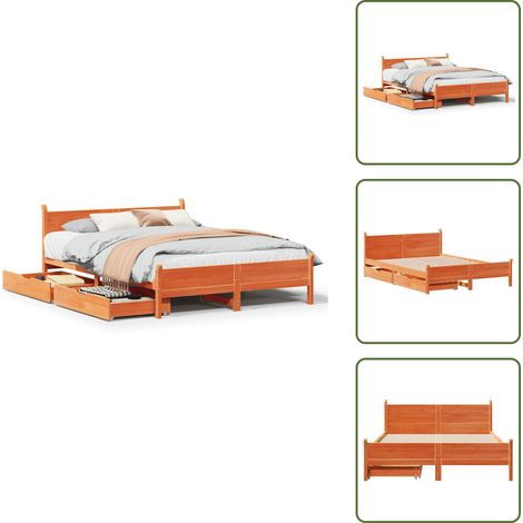 Letto con base a doghe - vidaXL Letto senza Materasso Marrone Cera 120x190 cm in Legno di Pino - Letto con piedi
