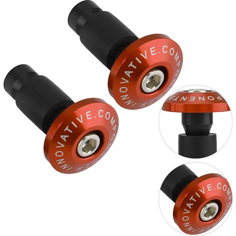 22 mm (7/8 Zoll) Motorrad-Lenkerendstopfen, orangefarbene, rutschfeste Lenkerendkappen für Renn-, Quad- und Offroad-Motorräder (1/5)