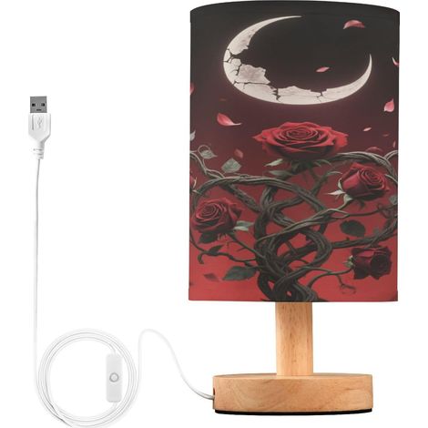 Lampe de bureau gothique rouge rose au clair lune, veilleuse pour (1/5)