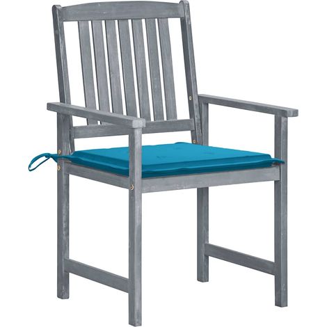 Lot de 8 Chaises de jardin et de camping avec coussins, Chaises de relaxation, Bois d'acacia solide Gris OIB3171E (1/5)