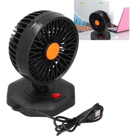 Ventilateur de voiture miniature réglable à 360°, ventilateur rond à une seule tête, alimenté par USB. (1/5)