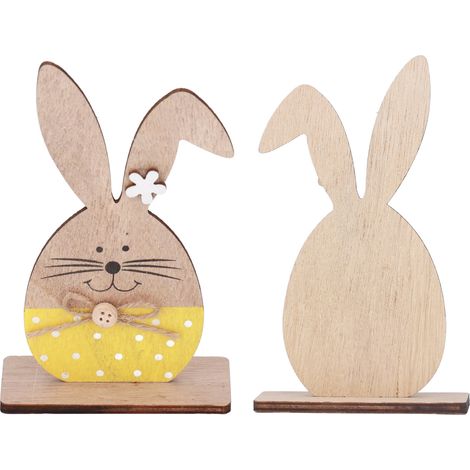 Ornement lapin en bois, mignon, style nordique, décoration de bureau pour la maison, le bureau ou la maternelle (1/5)
