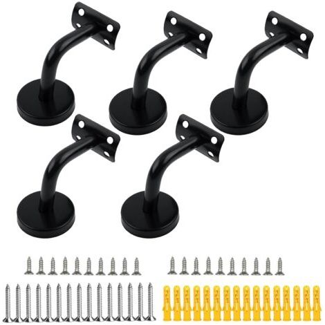 Support de Main Courante,5PCS Acier Inoxydable Supports de Rampe Main Courante Supports Muraux,Utilisé pour le Support d'escalier de Main Courante d'escalier (Noir)