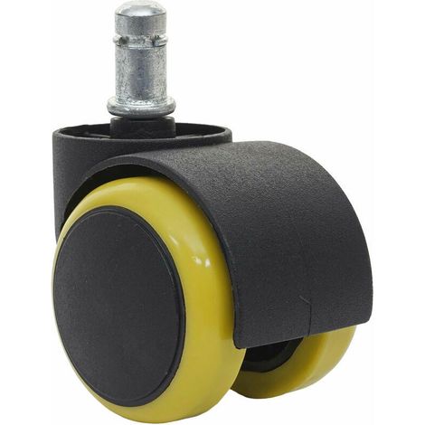 Green Mobility-5x roulettes pour sol dur 332, roulettes pour chaise de bureau, 150kg capacité de charge 50mm jaune (1/5)