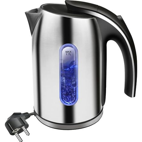 Hervidor eléctrico de acero inoxidable con iluminación LED, capacidad de 1,7 litros, 2200 W, libre de BPA, apagado automático y protección contra ebullición en seco. (1/5)
