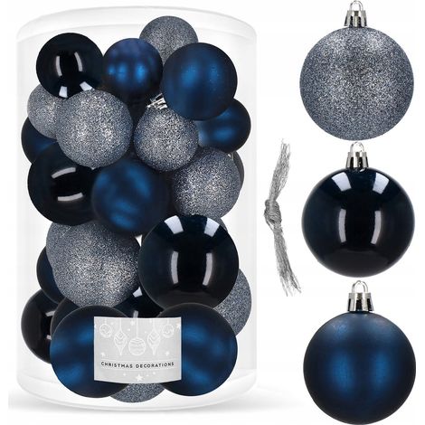 WEIHNACHTSKUGELN FÜR DEN WEIHNACHTSBAUM 30 Stück SET 6/5/4 cm UNZERBRECHLICH PREMIUM