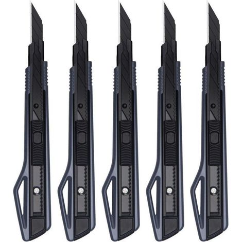 5-Piece 9mm Cutter Set - Retractable Utility Knife - Graphic Knife - For Wallpaper, Paper, Eyebrow Pencil, Crafts (1/4)