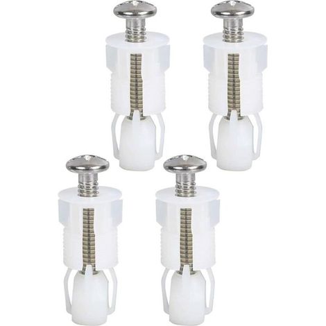 Lot de 4 raccords et fixations de siège de toilette, vis de couvercle de toilette, kit de pièces de rechange universelles pour abattant de toilettes, kit de pièces de rechange pour couvercles de (1/4)