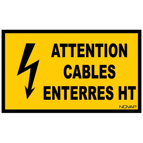 Panneau Attention cables enterres haute tension - Rigide 330x200mm - 4161303