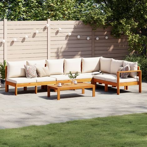 Salon de jardin avec coussins 5 pcs Bois d'acacia solide (1/5)