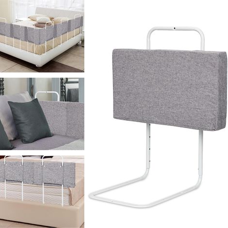 Wolketon Rieles para cama de bebé, barrera de protección ajustable de lino para niños, marco de cama para niños pequeños, 50x28cm, gris