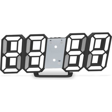 Orologio digitale a LED 3D con visualizzazione della temperatura in tempo reale (cassa nera con scritte bianche)