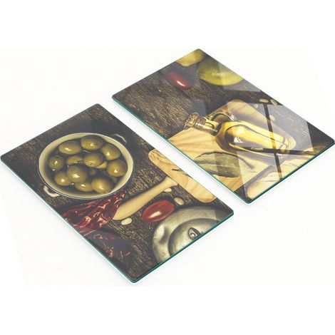 Taglieri decorativi in vetro temperato con motivo olive, 2x30x52 cm (1/5)