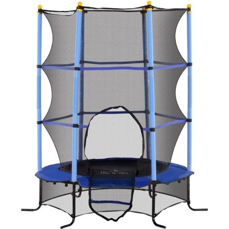 Trampolino per bambini, diametro 163 cm, con rete di sicurezza, adatto sia per interni che per esterni, portata massima 50 kg, in acciaio/plastica, colore blu. Spedizione in loco. (1/5)