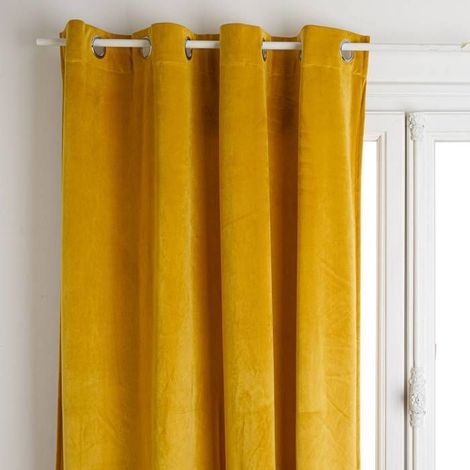 Rideau occultant velours jaune moutarde 140x260cm - Atmosphera Créateur d'intérieur (1/5)