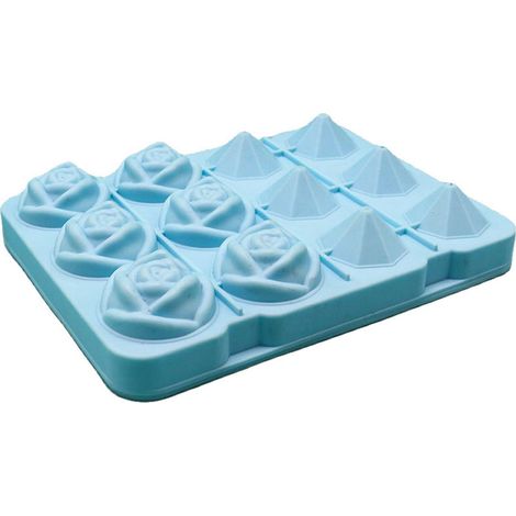 1 Moule à glace 3D rose et diamant, silicone flexible pour cocktails whisky café, usage bar et domicile (1/5)