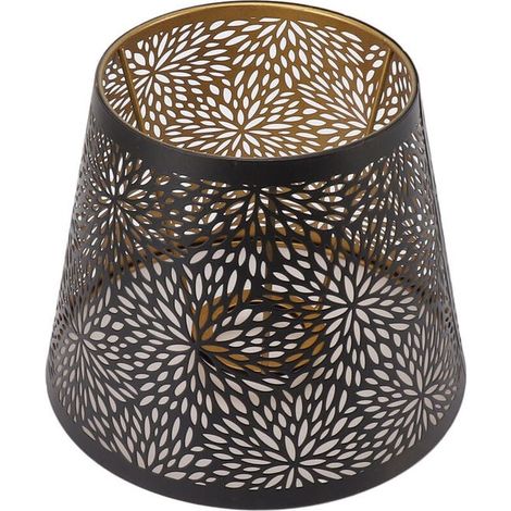 Abat-jour métallique E26/E27 design arbre forestier, fer ajouré décoratif doré intérieur, noir, pour suspension plafond, applique murale ou lampe de table (1/4)