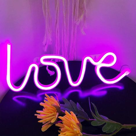 1 Néon LED mural, alimentation USB ou piles, décoration intérieure, chambre, fête (1/4)