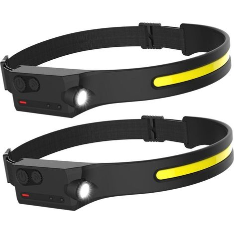 Lampe frontale puissante et étanche pour la course à pied, le camping, le vélo, les casques, la pêche, les réparations et le jogging (lot de 2) (1/4)