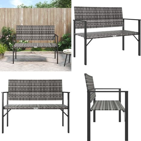 Banc de jardin à 2 places gris résine tressée - Banc De Jardin - Mobilier De Jardin - Chaise Extérieure - Résine Tressée - Banc Deux Places - Home & Living