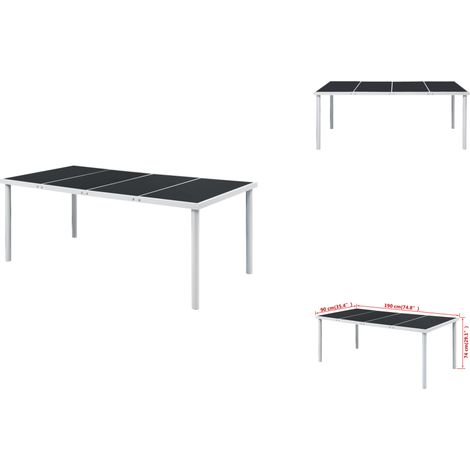 The Living Store Gartentisch 190x90x74 cm Schwarz Stahl - Terrassen Esstisch (1/3)