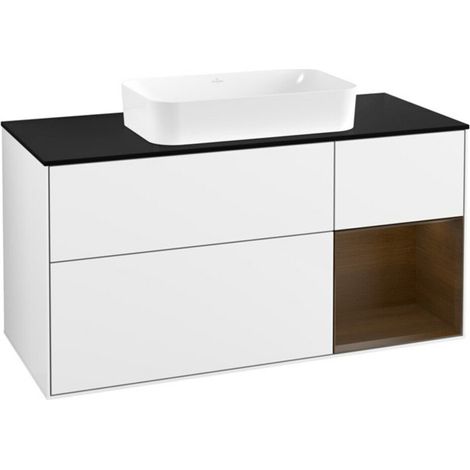V&B Waschtischunterschrank Finion 120x60 cm, Reg re wal ven, glo wh. Lac (1/2)