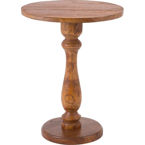 Table d’appoint ronde en bois de mindi massif marron 60 × Ø 50 cm fabriquée à la main 100009238 (1/5)