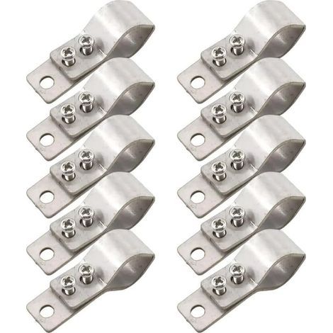 SS304 Lot de 10 colliers de serrage réglables en acier inoxydable 16-26 mm pour tonnelle, parasol, auvent extérieur (55 x 42 x 2 mm) (1/4)