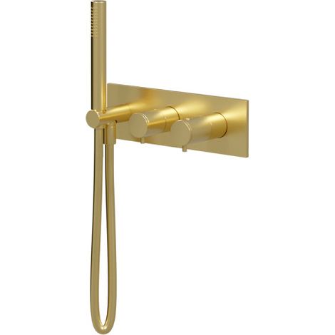 Facade Douche Thermostatique 2 Sorties Or Brosse - CRISTINA ONDYNA TV70296P
