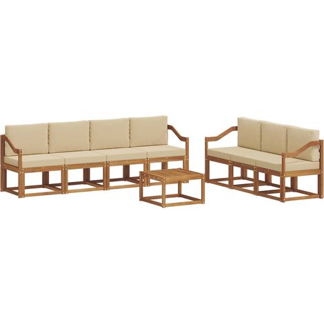 Outdoor-Sofagarnitur mit Kissen 8 pcs Natur und Beige vidaXL