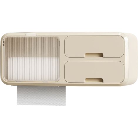 Boîte de rangement pour papier toilette sans perçage, étanche, porte-papier toilette mural beige (1/5)