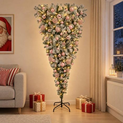 vidaXL Upside-down Artificial Hinged Christmas Tree 180 cm 300 LEDs (1/5)